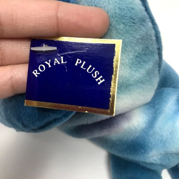 Royal Plush Beanie Baby Blue Tie Dye Rhino Rhinoceros Stuffed Animal Soft Toy - Picture 4 of 7